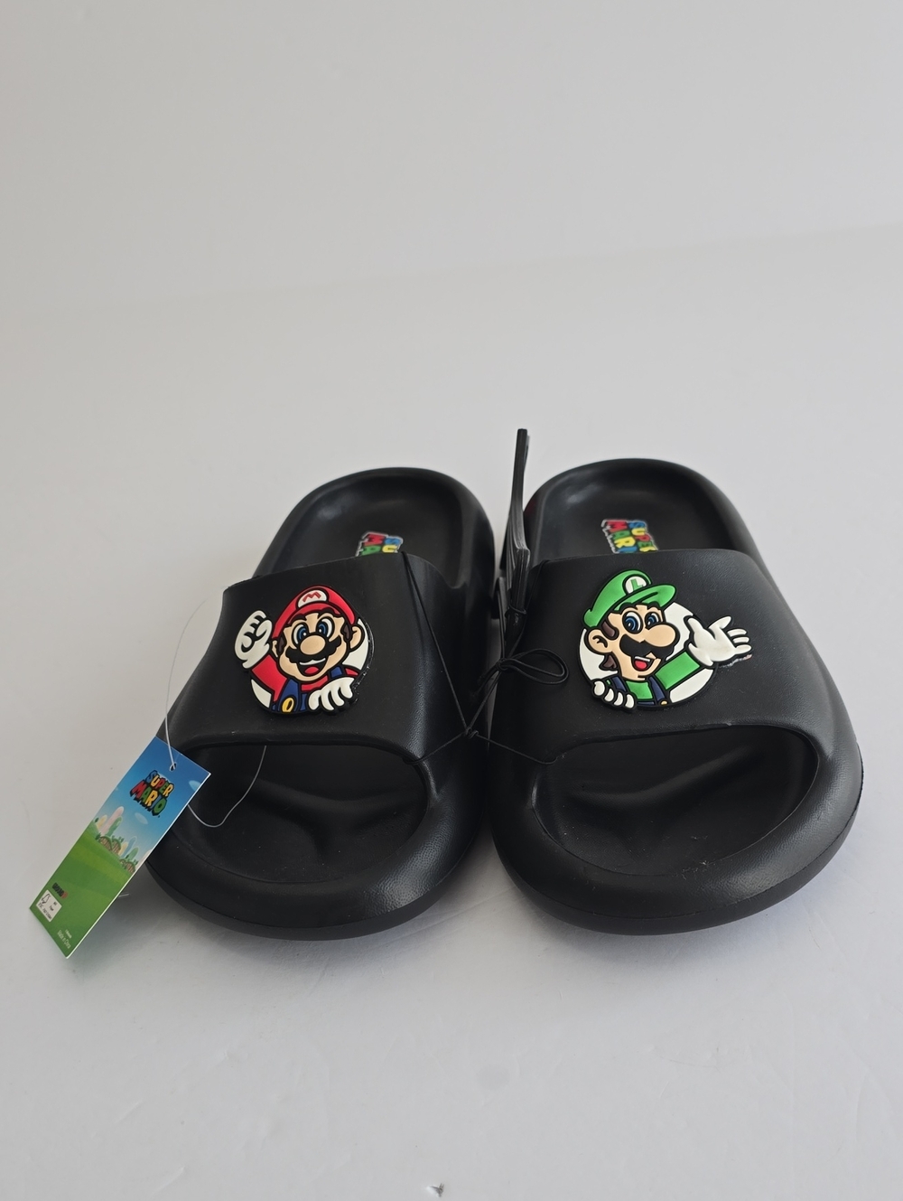 NWT Super Mario Luigi Bros Nintendo Mens Comfort  Slides  Sandals  Black Size 10